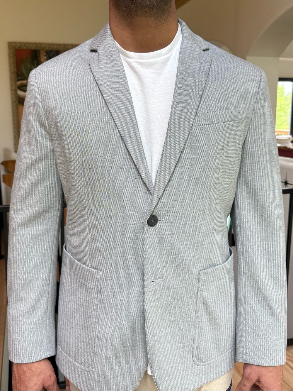 Banana Republic Light Gray Slim Fit Casual Blazer
